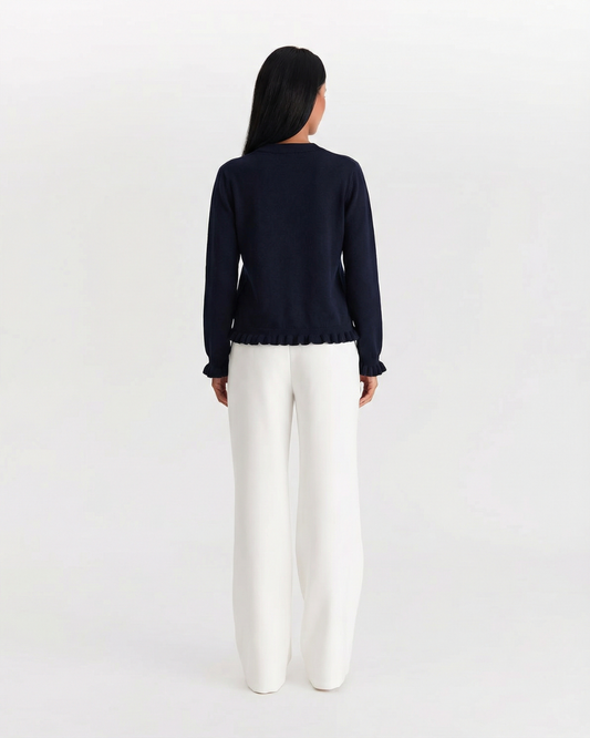 Lola | Smart Casual Button Front Cardigan Navy Long Sleeve Cropped