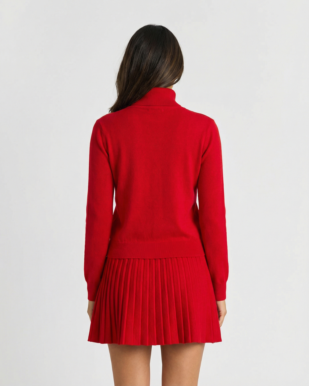 Emilia | Turtleneck Knit Pleated Skirt Co-ord Set
