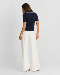 Sara | Scallop Collar Cropped Knit Top