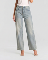 Connie | Faded Wash Wide Leg Jeans