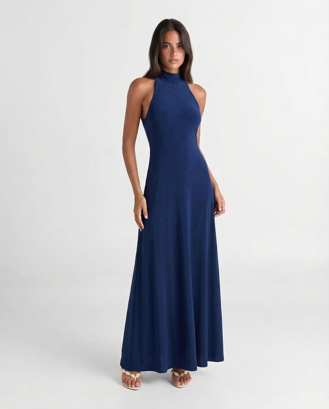 Josephine | Mock Neck Halter Maxi Dress