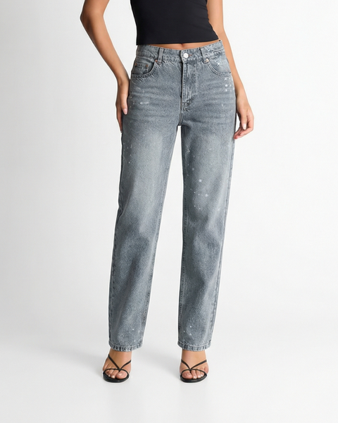 Ada | High Rise Straight Leg Grey Jeans