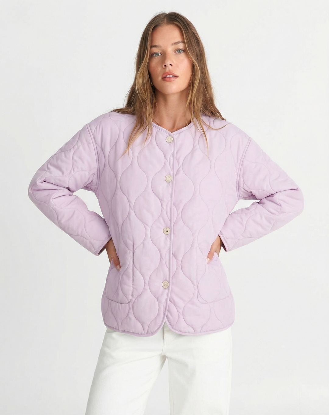 Sophie | Wave-Quilted Collarless Jacket