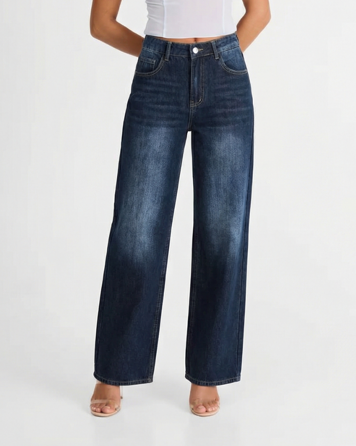 Vera | High Waisted Wide Leg Jeans Dark Blue Dark Wash