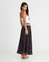 Rosie | Pleated Abstract Print Chiffon Midi Skirt