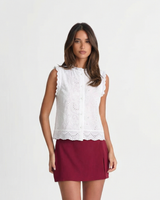 Ruby | White Broderie Anglaise Lace Top