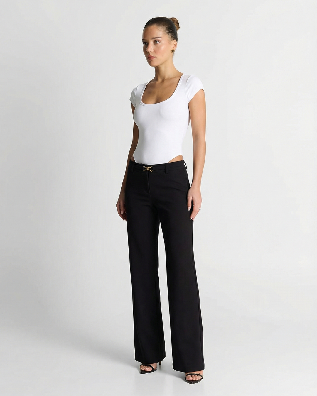 Ada | Crew Neck Bodysuit White Short Sleeve