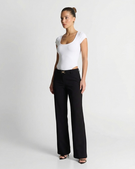 Ada | Crew Neck Bodysuit White Short Sleeve