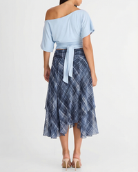 Mila | Plaid Chiffon Asymmetric Midi Skirt
