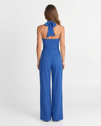 Felicity | Wide-Leg Cowl Halter Jumpsuit in Pink, Black & Blue