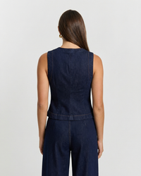 Hattie | Dark Wash Denim Waistcoat Jeans Co-ord Set