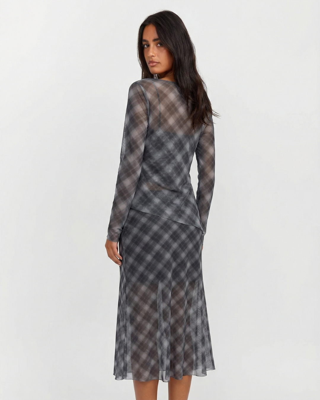 Emily | Sheer Plaid Body-Skimming Co-ord Matching Set