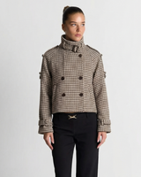 Clara | Houndstooth Cropped Trench Coat