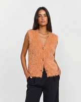 Georgia | Fluffy Button-Front Sweater Vest