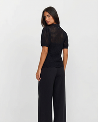 Sophie | Puff Sleeve Crochet Polo Top