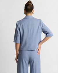 Una | Cropped Short-Sleeve Blazer and Wide Leg Trouser Set