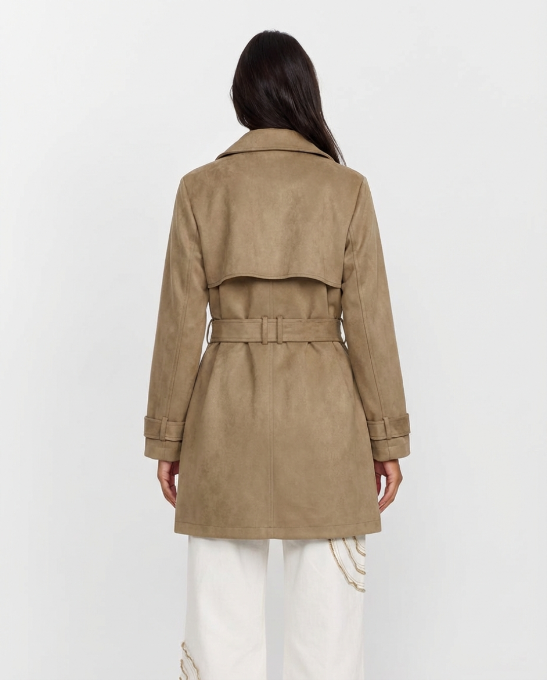 Bella | Smart Casual Belted Trench Jacket Beige Double Breasted