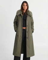 Ada | Longline Coat with Faux Fur Collar