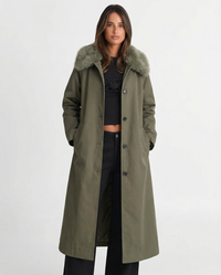 Ada | Longline Coat with Faux Fur Collar