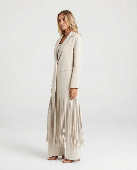 Mila | Longline Fringe Blazer Coat