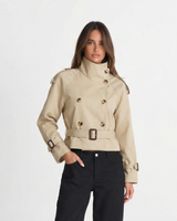 Rosa | Double-Breasted Belted Cropped Trench Coat
