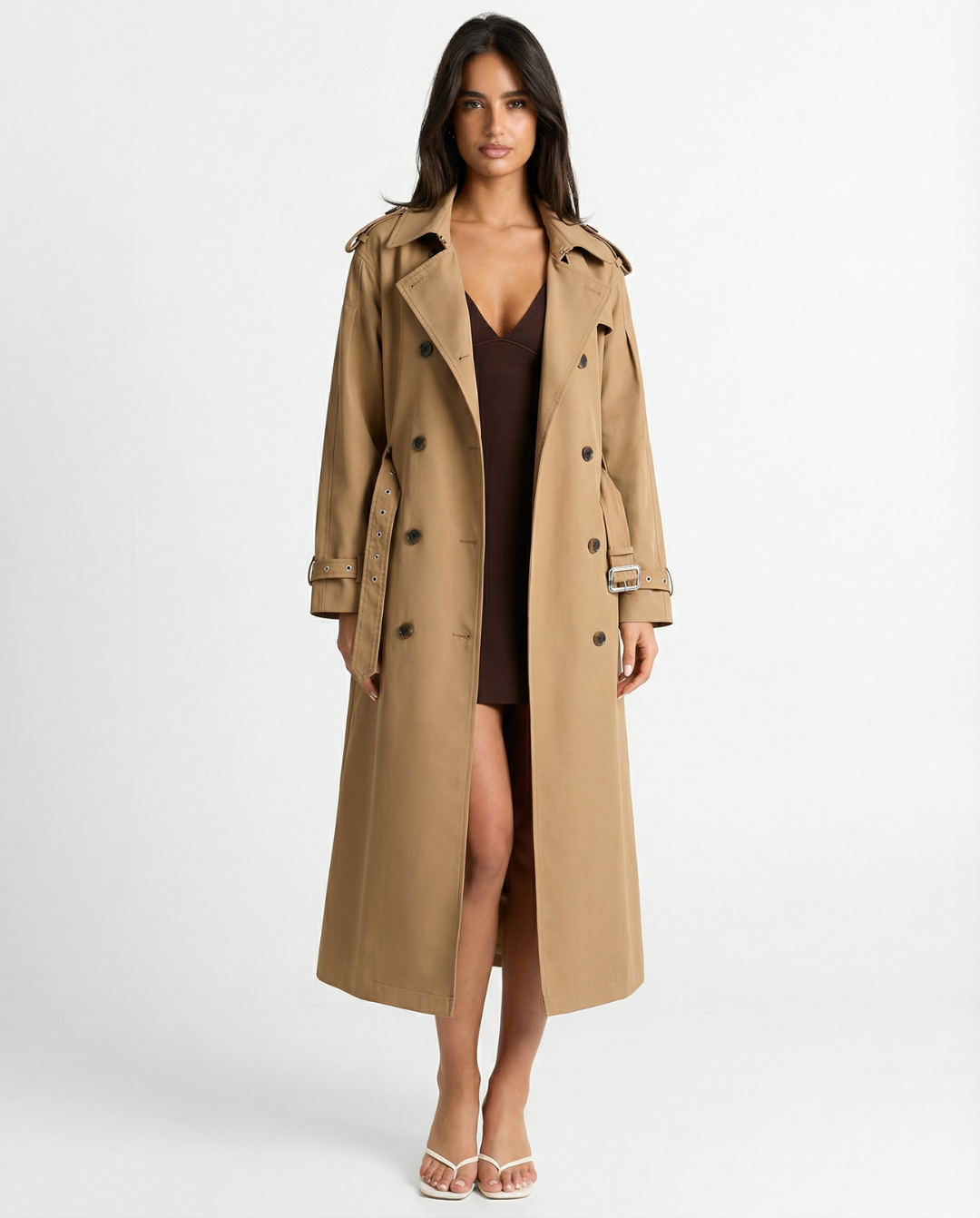 Kate | Longline Double-Breasted Trench Coat