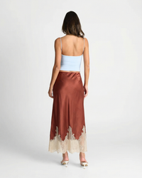 Lottie | Satin Lace Trim Slip Midi Skirt