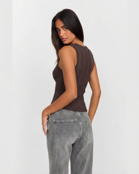 Clementine | Ribbed Knit Scoop Neck Wide Strap Tank Top