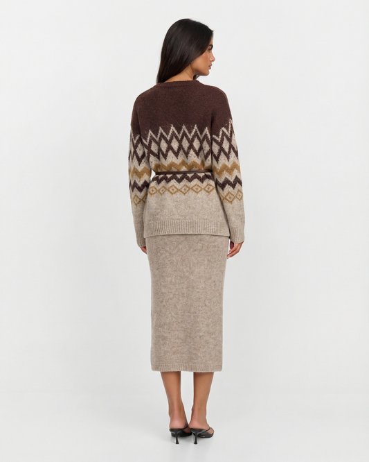 Hazel | Cosy  Knitted Midi Skirt Co-ord