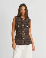 Margot | Belted Tweed Waistcoat