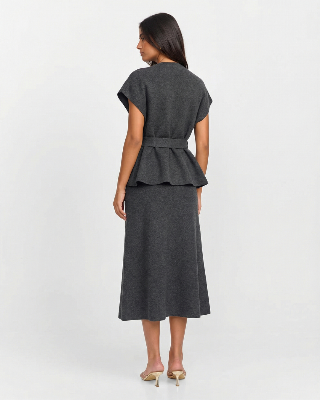 Erin | V-Neck Wrap Top Knit Midi Skirt Co-ord Set