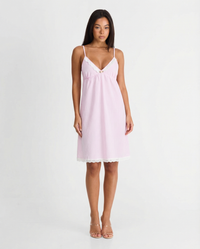 Elise | Lace Trim Striped Slip Dress