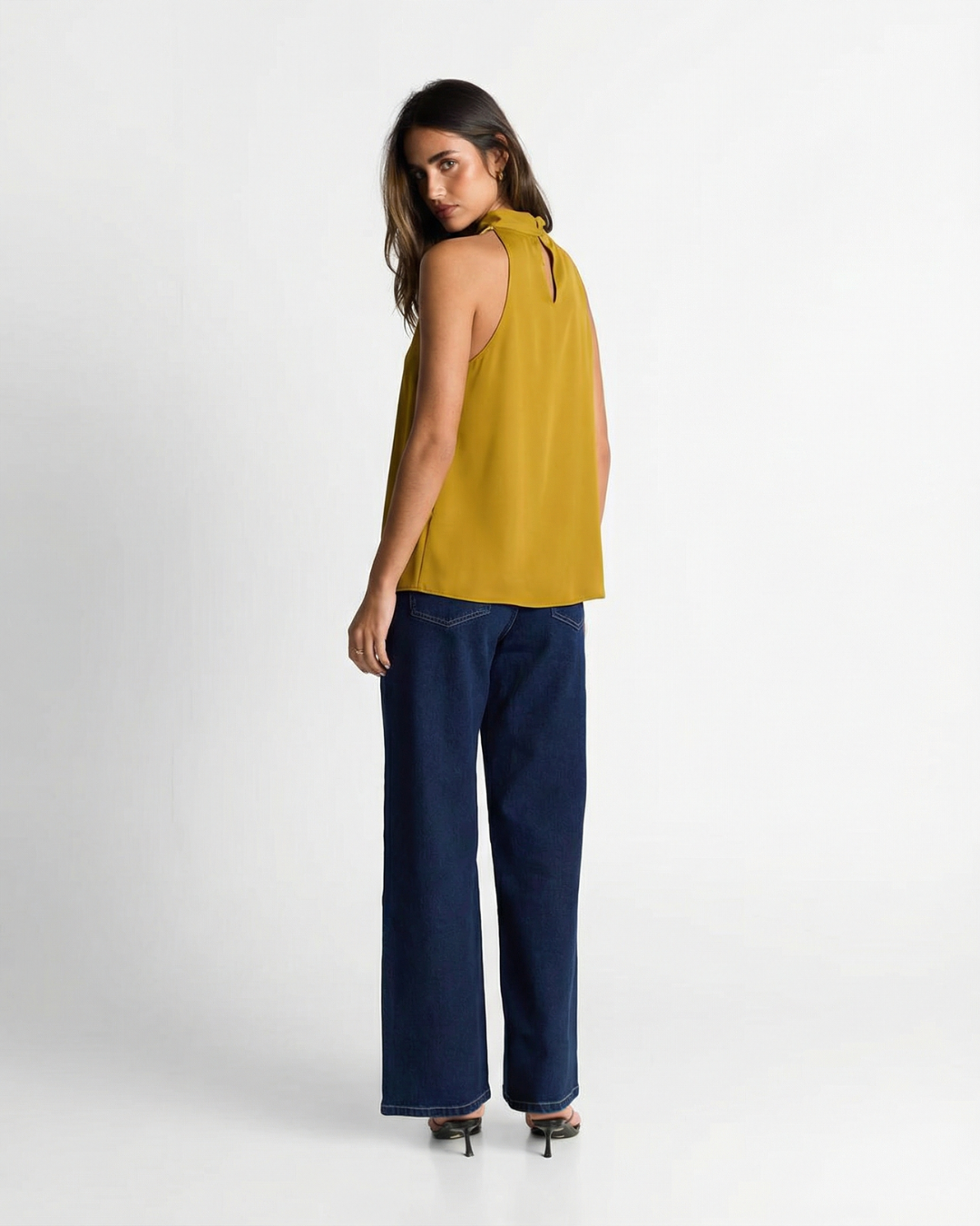 Saskia | Satin Cowl Neck Halter Top