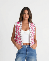 Effie | Paisley Print Open-Front Summer Vest