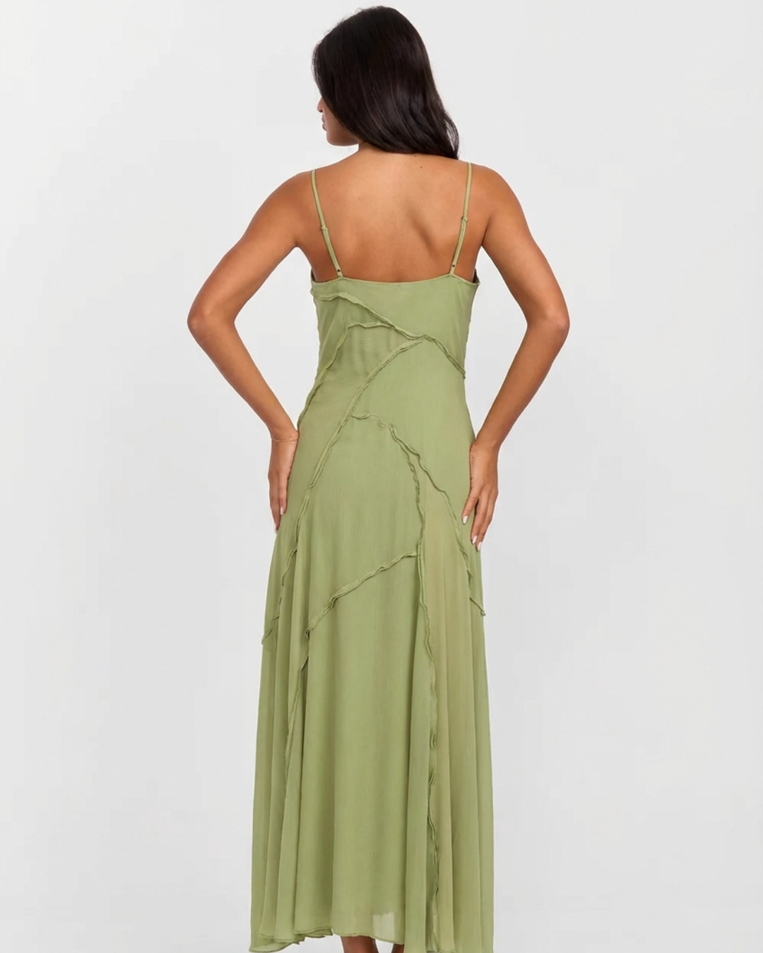 Brianna | Raw Edge Panel Chiffon Maxi Slip Dress