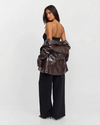 Imogen | Structured Faux Leather Cropped Jacket