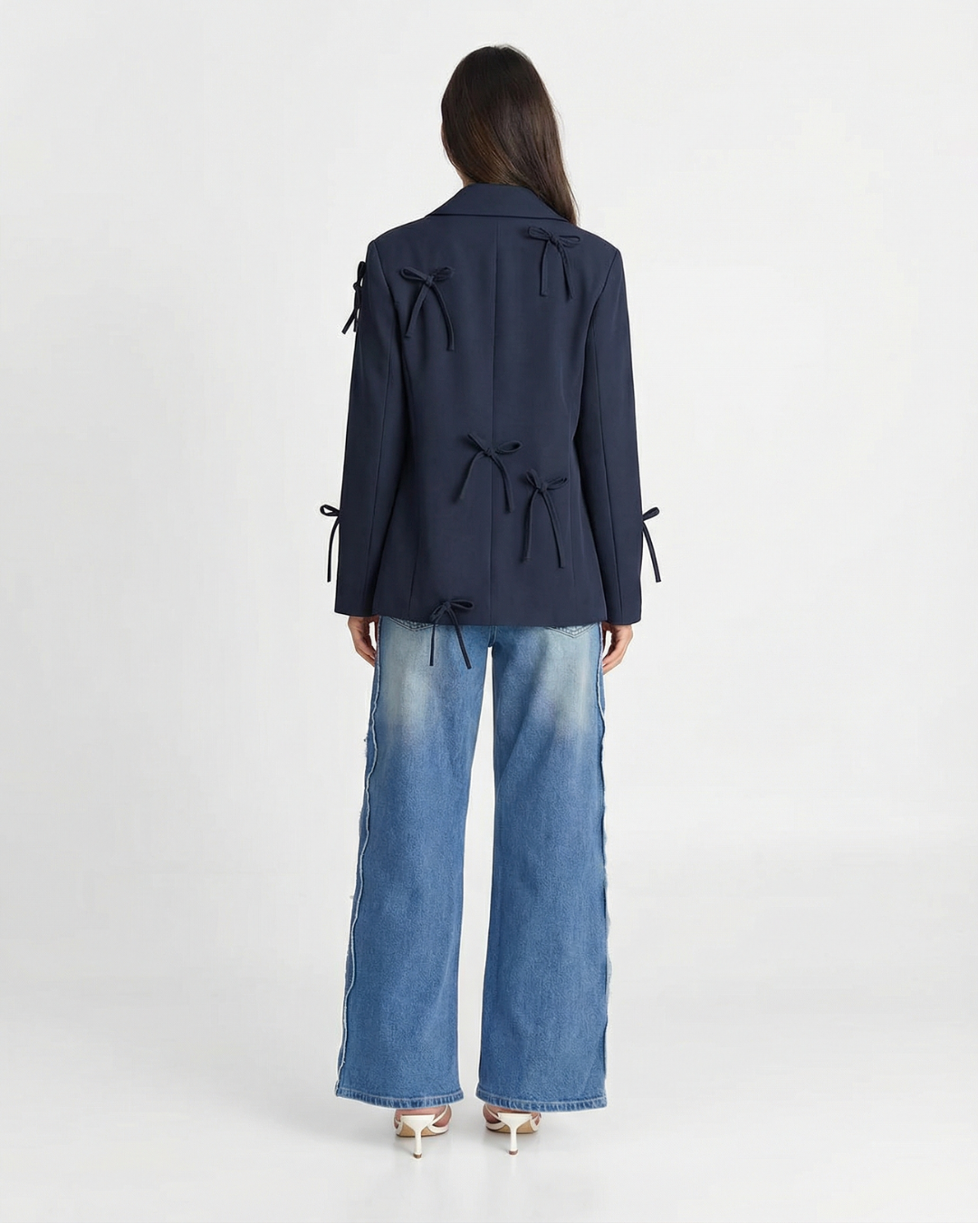 Kara | Smart Casual Tie Front Blazer Navy