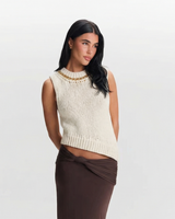 Francesca | Chunky Open-Knit Vest with Chain Detail