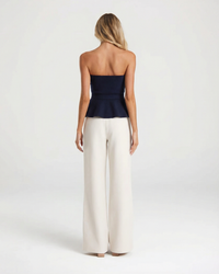 Adeline | Strapless Belted Peplum Jersey Top