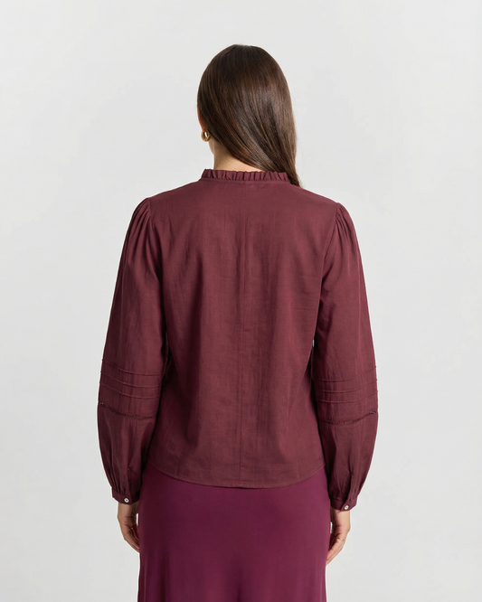 Cleo | Autumn Embroidered Blouse Burgundy