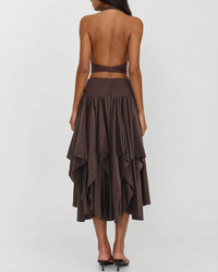 Evie | Satin Draped Asymmetric Midi Skirt