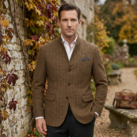 Stanhope herringbone wool blazer in Coffee