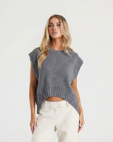 Eva | Boxy Cropped Ribbed Knit Vest