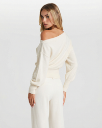 Cara | Relaxed Off Shoulder Cropped Knit Top