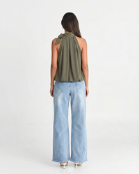 Louisa | Bow-Tie Halter Neck Satin Top