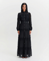 Cara | Lace Panel Tiered Chiffon Maxi Dress