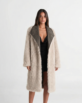 Evelyn | Faux Fur Longline Open-Front Cardigan