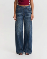 Thea | Wide Leg Diagonal Seam Jeans