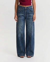 Thea | Wide Leg Jeans Dark Blue High Waisted Vintage