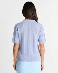 Alice | Chevron Open Knit Cropped Polo Top